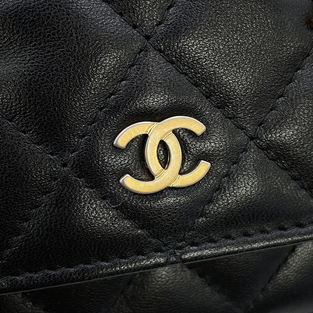 CHANEL Black Lambskin Leather Logo Wallet - Picture 15 of 16